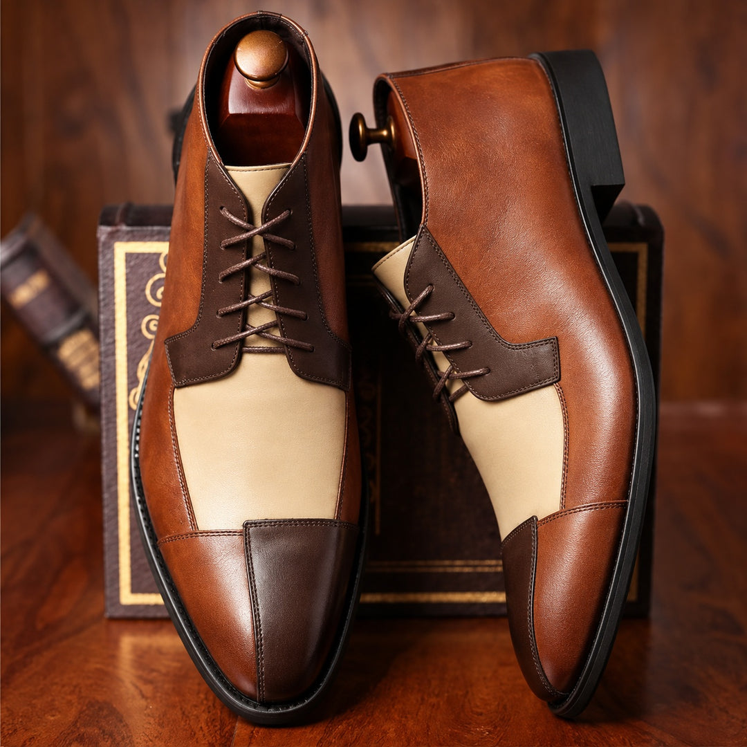 Captoe Colorblock Ankle Boots — ce_angle_01