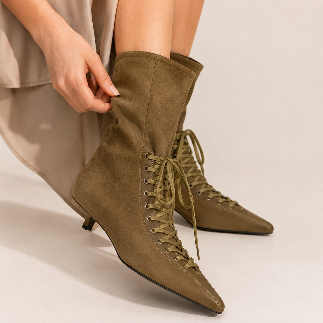 Cavaliera Lace-Up Pointed Ankle Boots — ce_studio_01