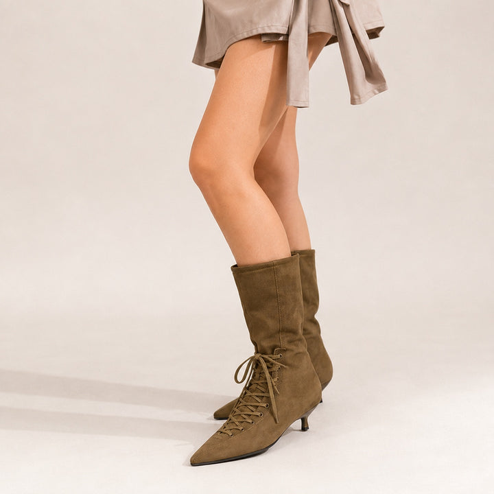 Cavaliera Lace-Up Pointed Ankle Boots — ce_pivot_side_01