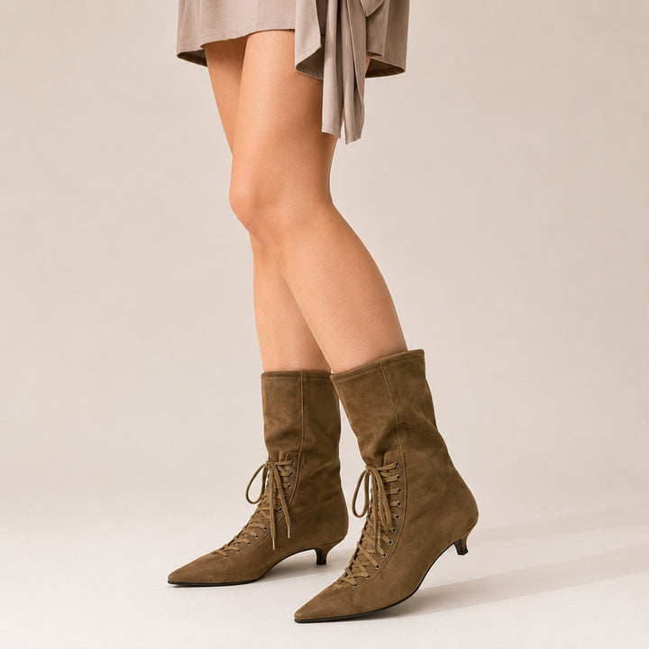 Cavaliera Lace-Up Pointed Ankle Boots — ce_pivot_side_02