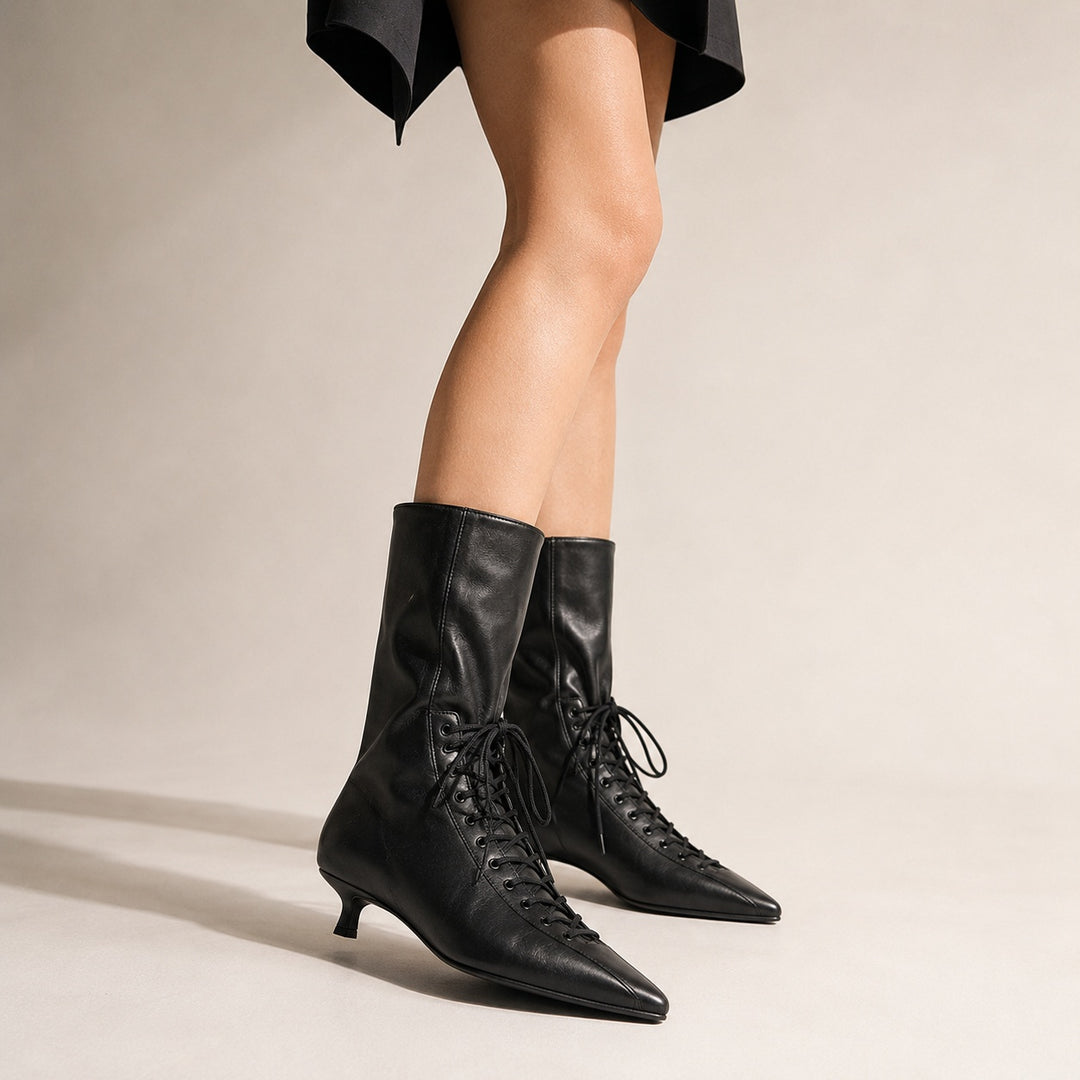 Cavaliera Lace-Up Pointed Ankle Boots — ce_pivot_side_03
