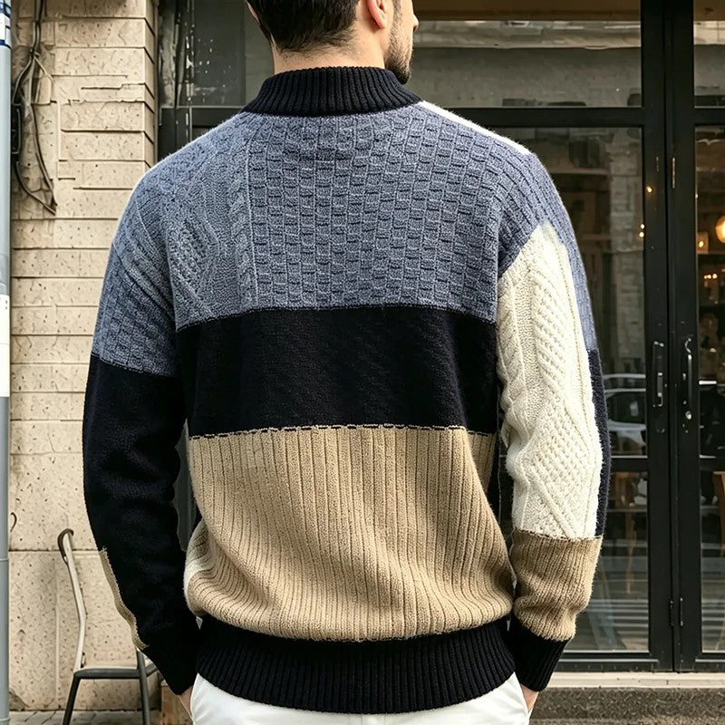 Patchwork Cable Knit Sweater