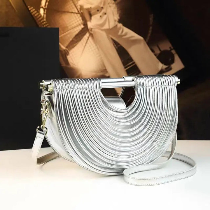 Lunetta Ribbed Half-Moon Bag