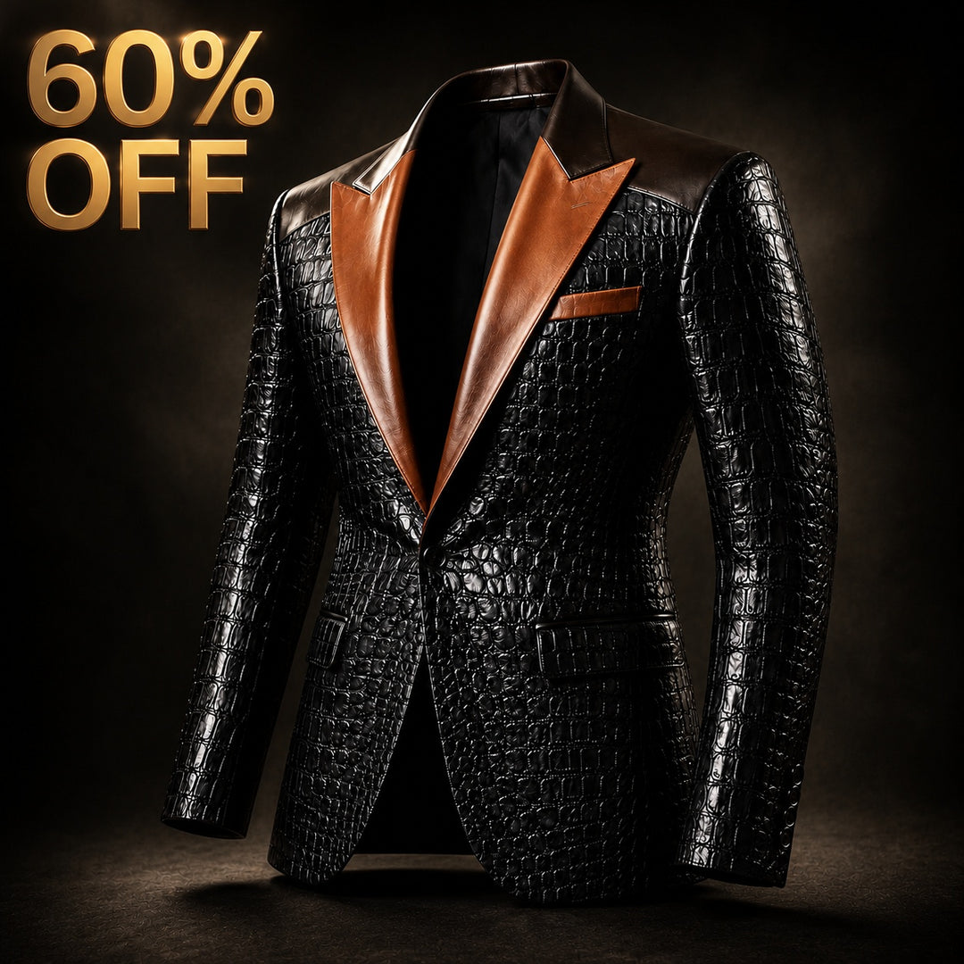 Coccodrillo Croc-Embossed Peak-Lapel Blazer — ce_metastatic_01