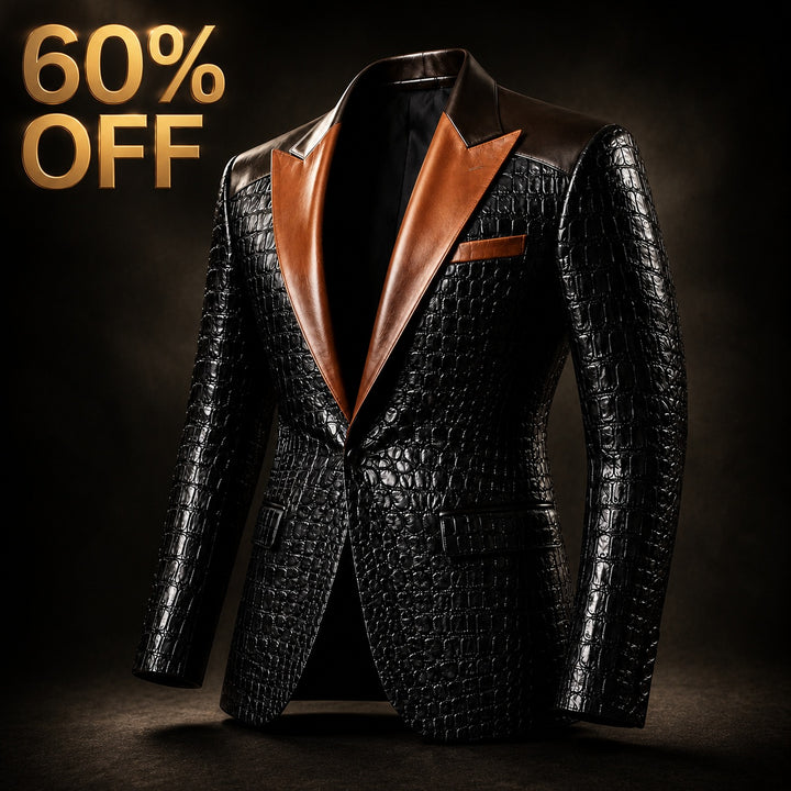 Coccodrillo Croc-Embossed Peak-Lapel Blazer — ce_metastatic_01
