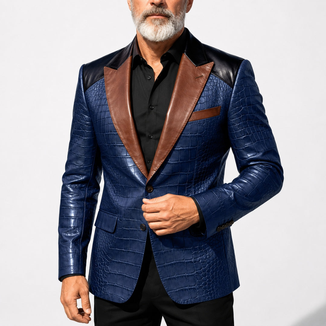 Coccodrillo Croc-Embossed Peak-Lapel Blazer — ce_pivot_front_01