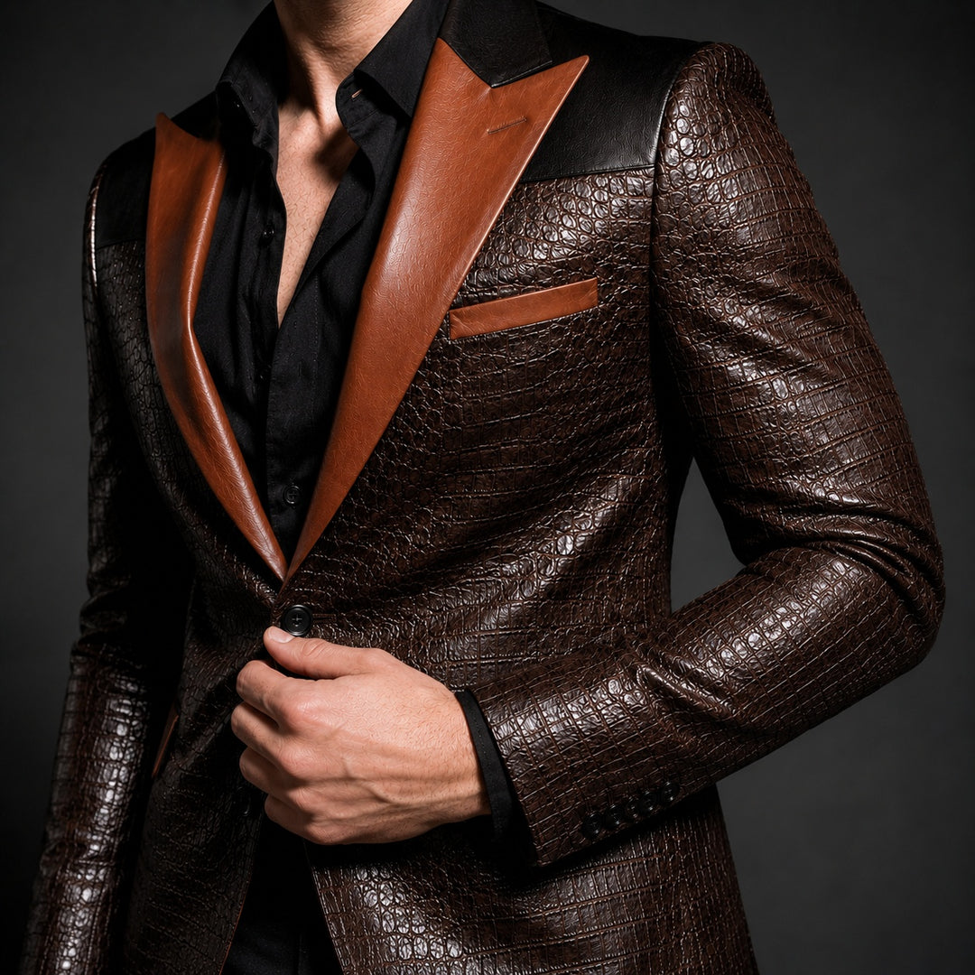 Coccodrillo Croc-Embossed Peak-Lapel Blazer — ce_studio_01