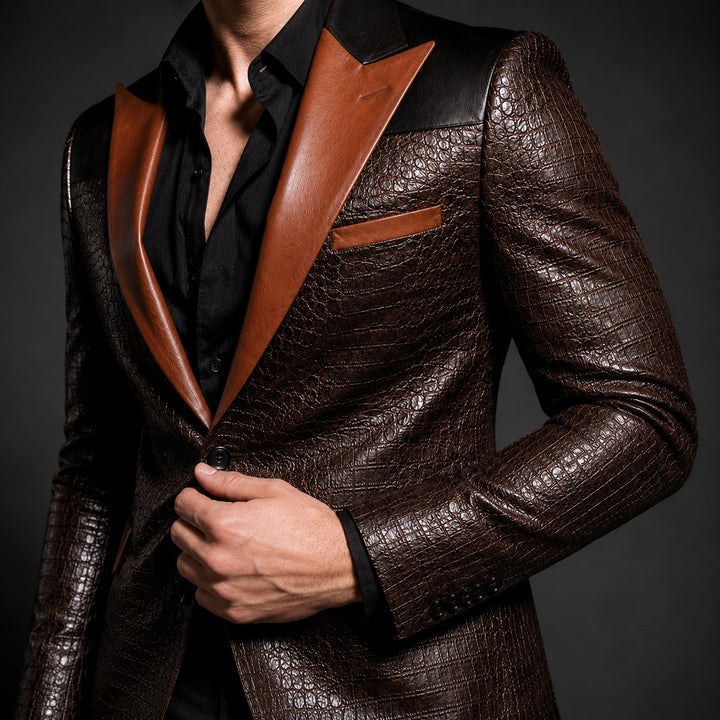 Coccodrillo Croc-Embossed Peak-Lapel Blazer — ce_studio_01