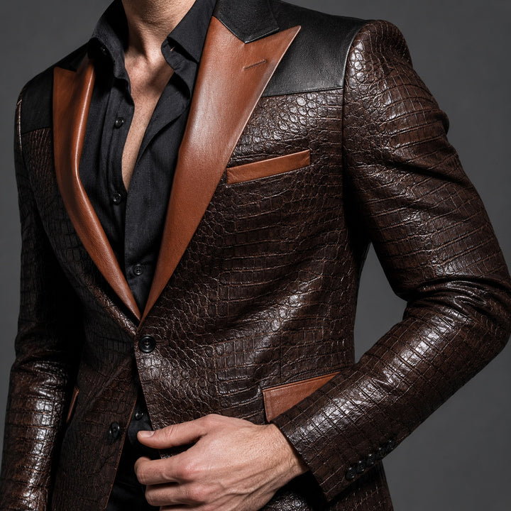 Coccodrillo Croc-Embossed Peak-Lapel Blazer — ce_studio_01