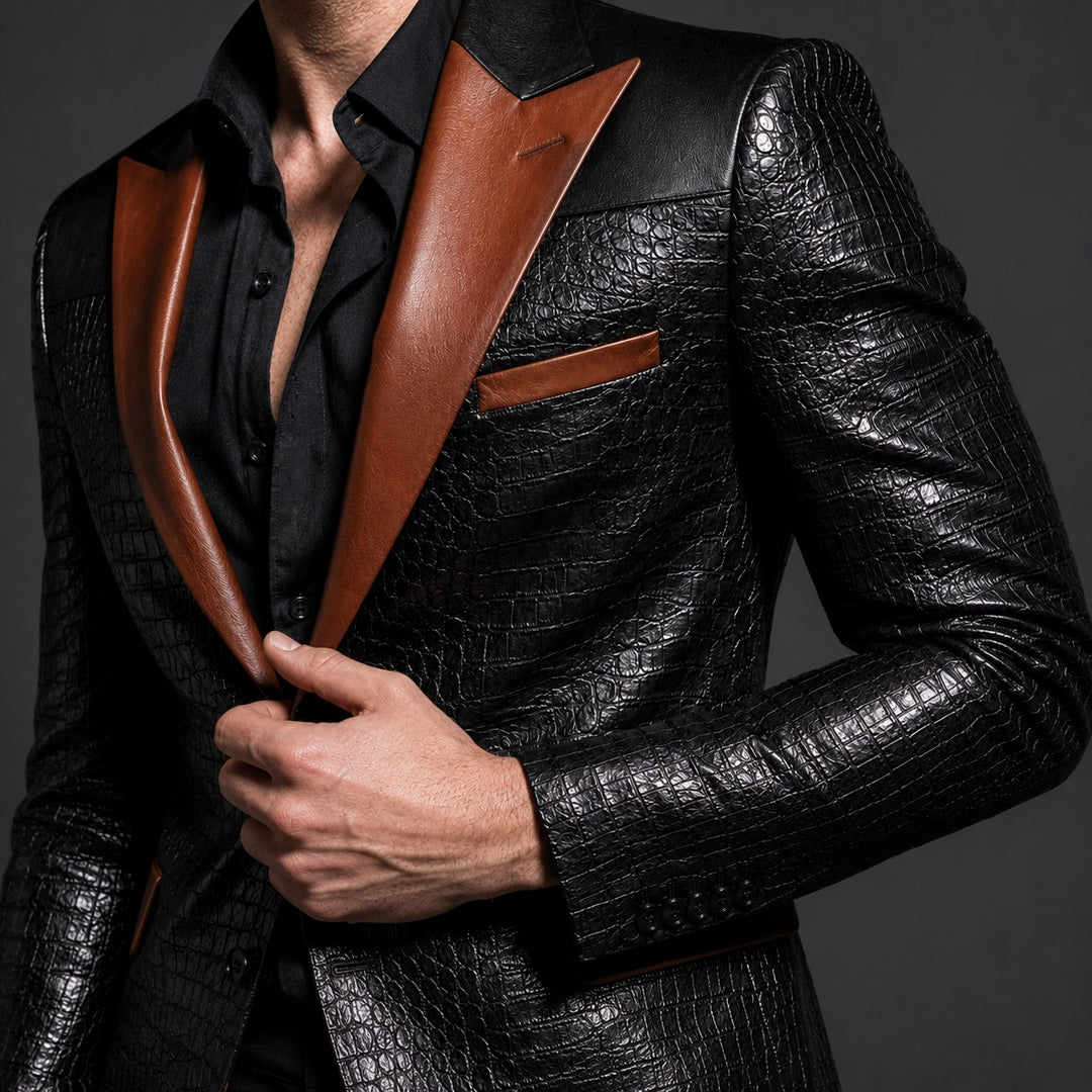 Coccodrillo Croc-Embossed Peak-Lapel Blazer — ce_studio_01