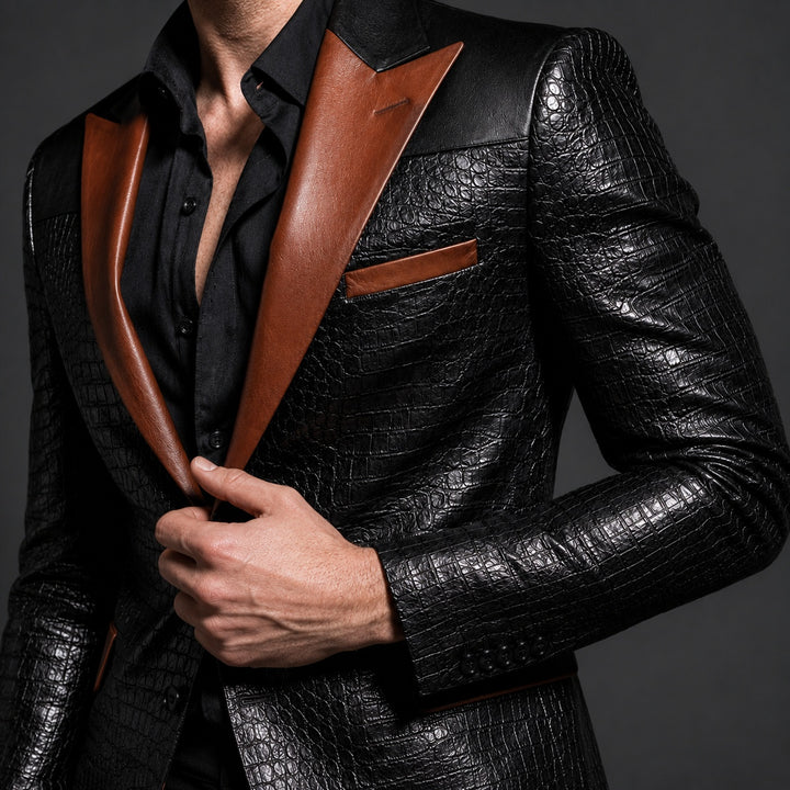Coccodrillo Croc-Embossed Peak-Lapel Blazer — ce_studio_01