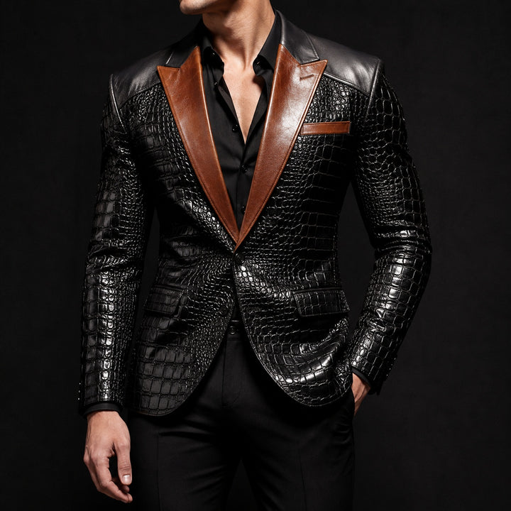 Coccodrillo Croc-Embossed Peak-Lapel Blazer — ce_studio_01