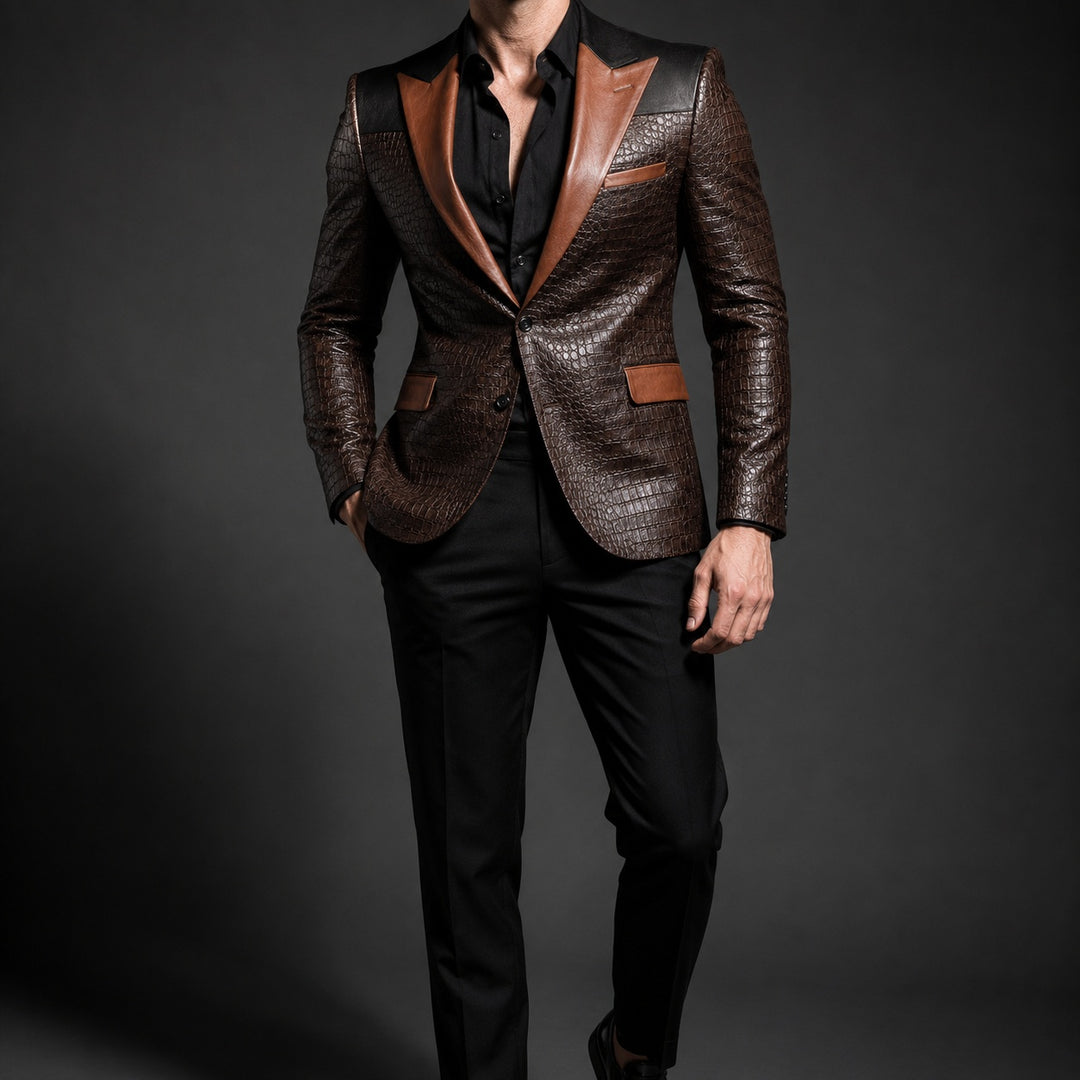 Coccodrillo Croc-Embossed Peak-Lapel Blazer — ce_studio_01