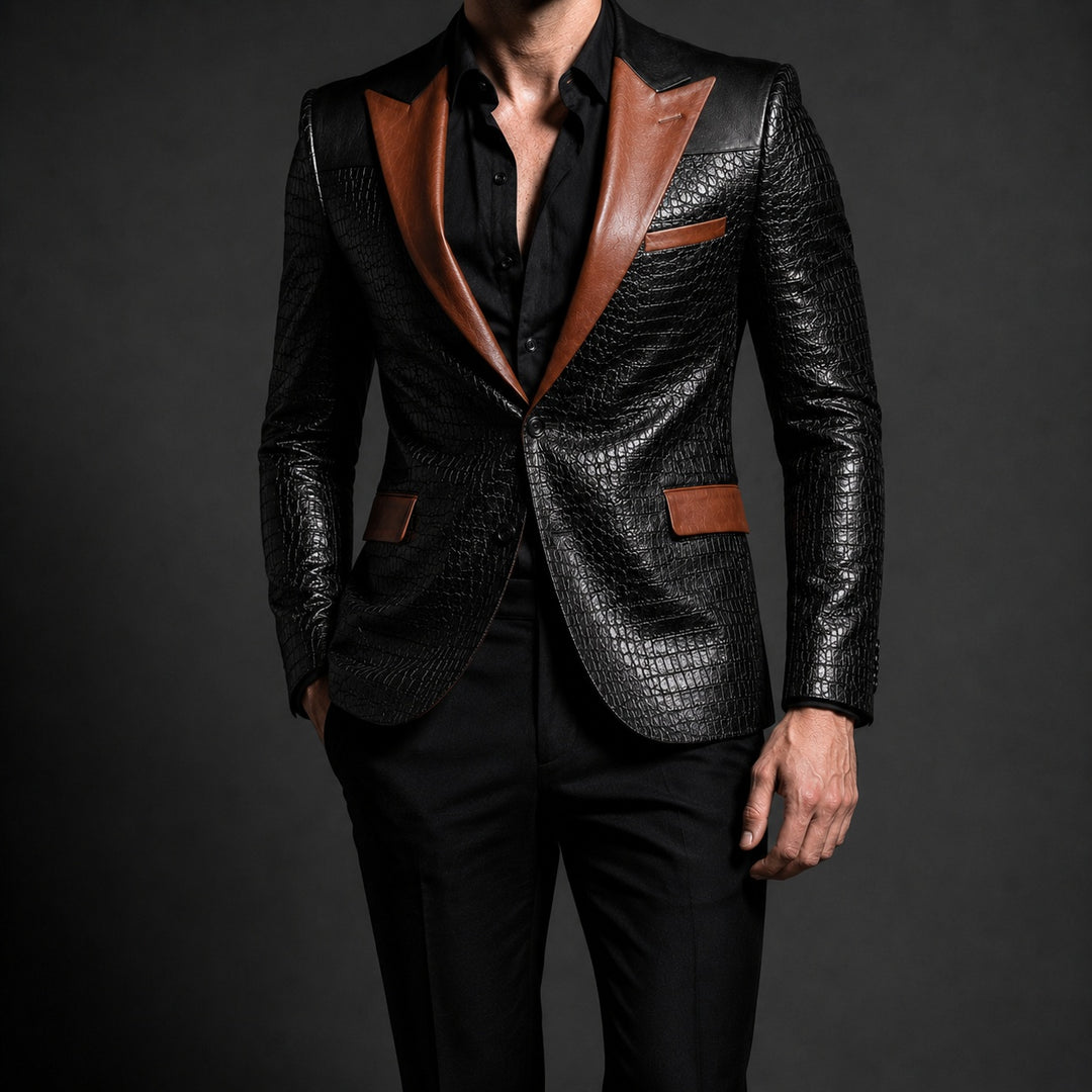Coccodrillo Croc-Embossed Peak-Lapel Blazer — ce_studio_01