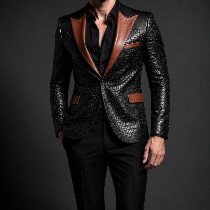 Coccodrillo Croc-Embossed Peak-Lapel Blazer — ce_studio_01