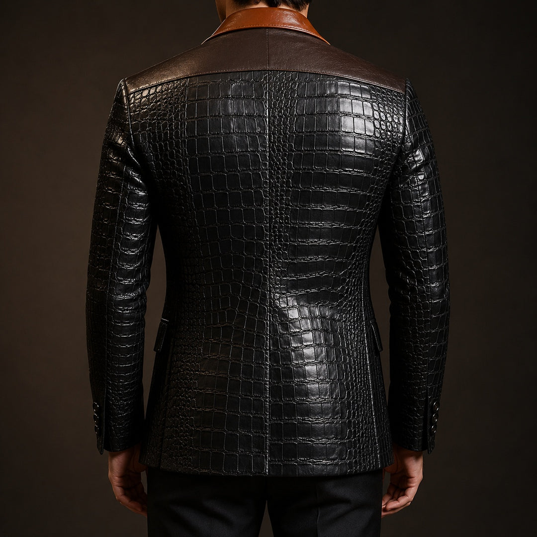 Coccodrillo Croc-Embossed Peak-Lapel Blazer — ce_pivot_back_01