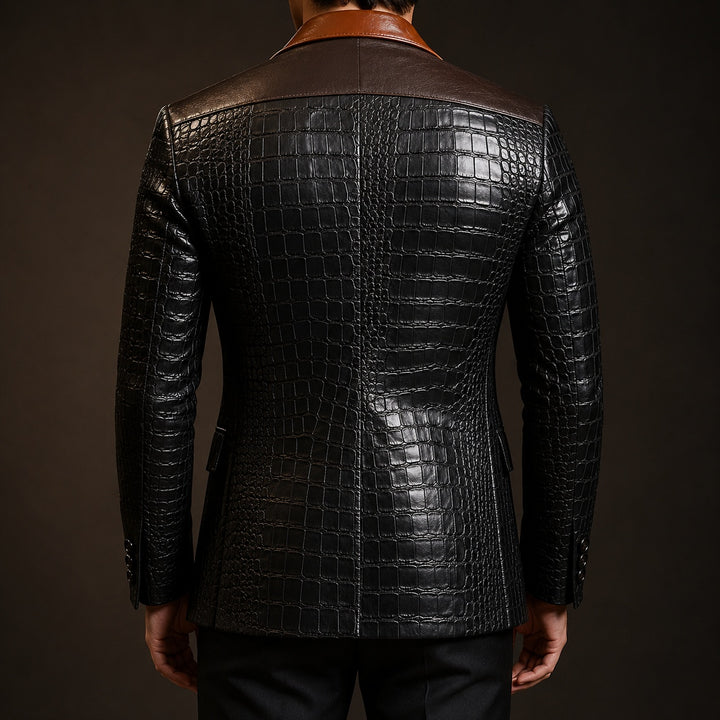 Coccodrillo Croc-Embossed Peak-Lapel Blazer — ce_pivot_back_01