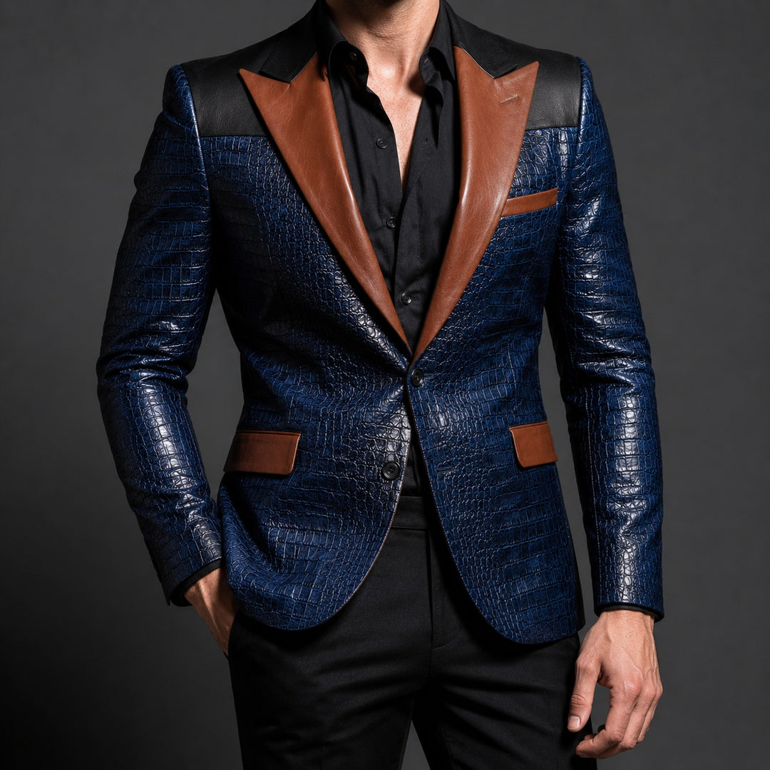 Coccodrillo Croc-Embossed Peak-Lapel Blazer — ce_studio_01