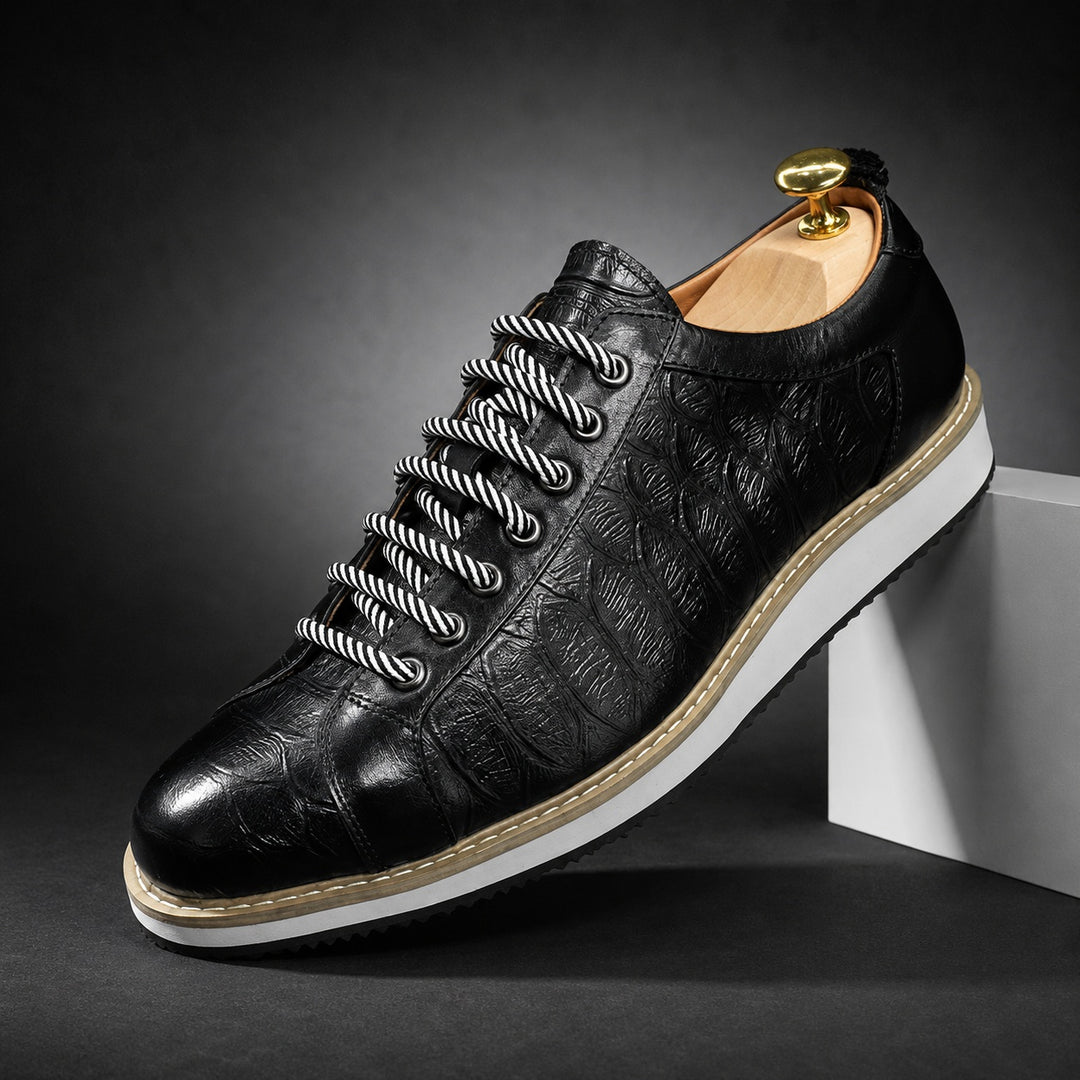 Coccodrino Croc-Embossed Leather Sneakers — ce_angle_01