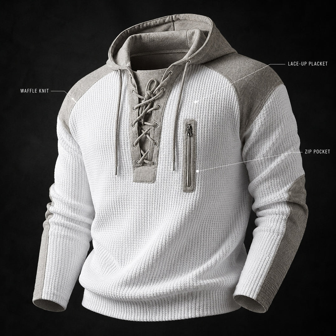 Corda Lace-Up Waffle Hoodie — ce_metastatic_01