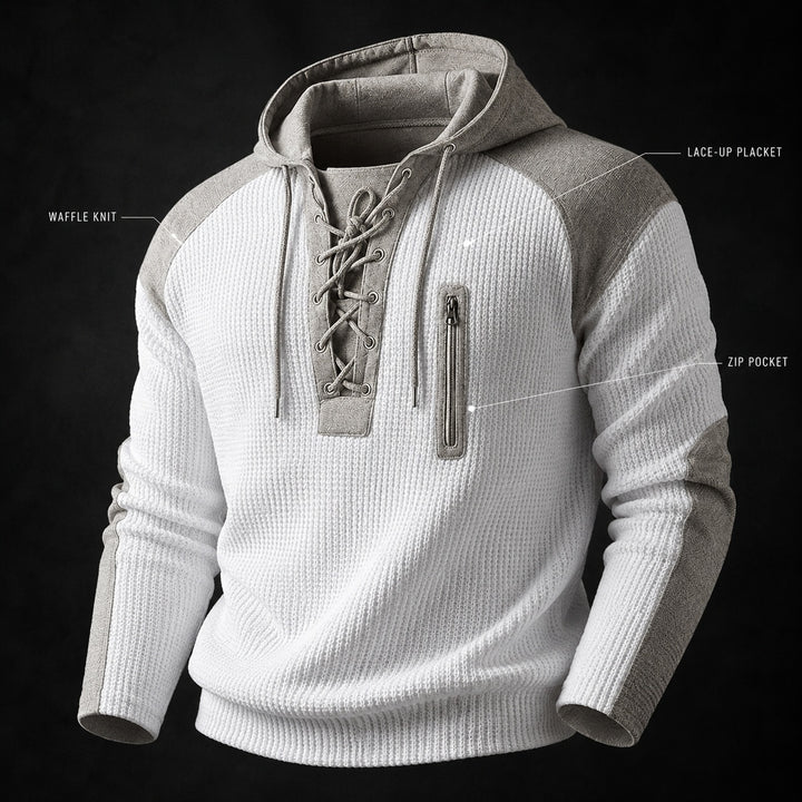 Corda Lace-Up Waffle Hoodie — ce_metastatic_01