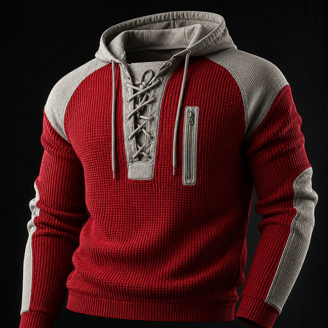 Corda Lace-Up Waffle Hoodie — ce_metastatic_07