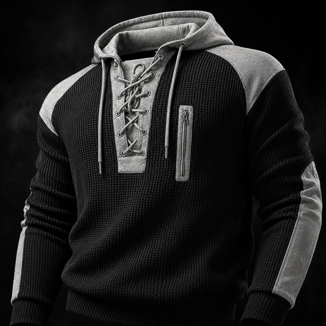 Corda Lace-Up Waffle Hoodie — ce_metastatic_08