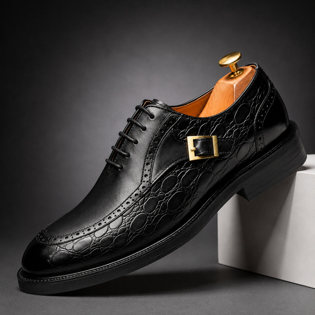 Cortile Croc-Embossed Brogues — ce_angle_01