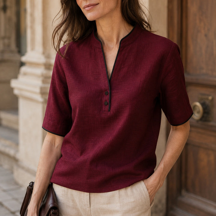 Cortina Contrast Trim Blouse — ce_aub_01
