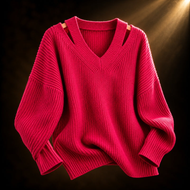 Cutaway Shoulder V-Neck Sweater — ce_soul_s3_01