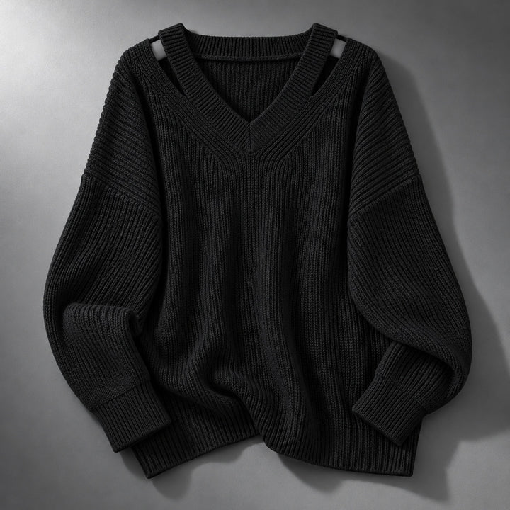 Cutaway Shoulder V-Neck Sweater — ce_soul_s1_01