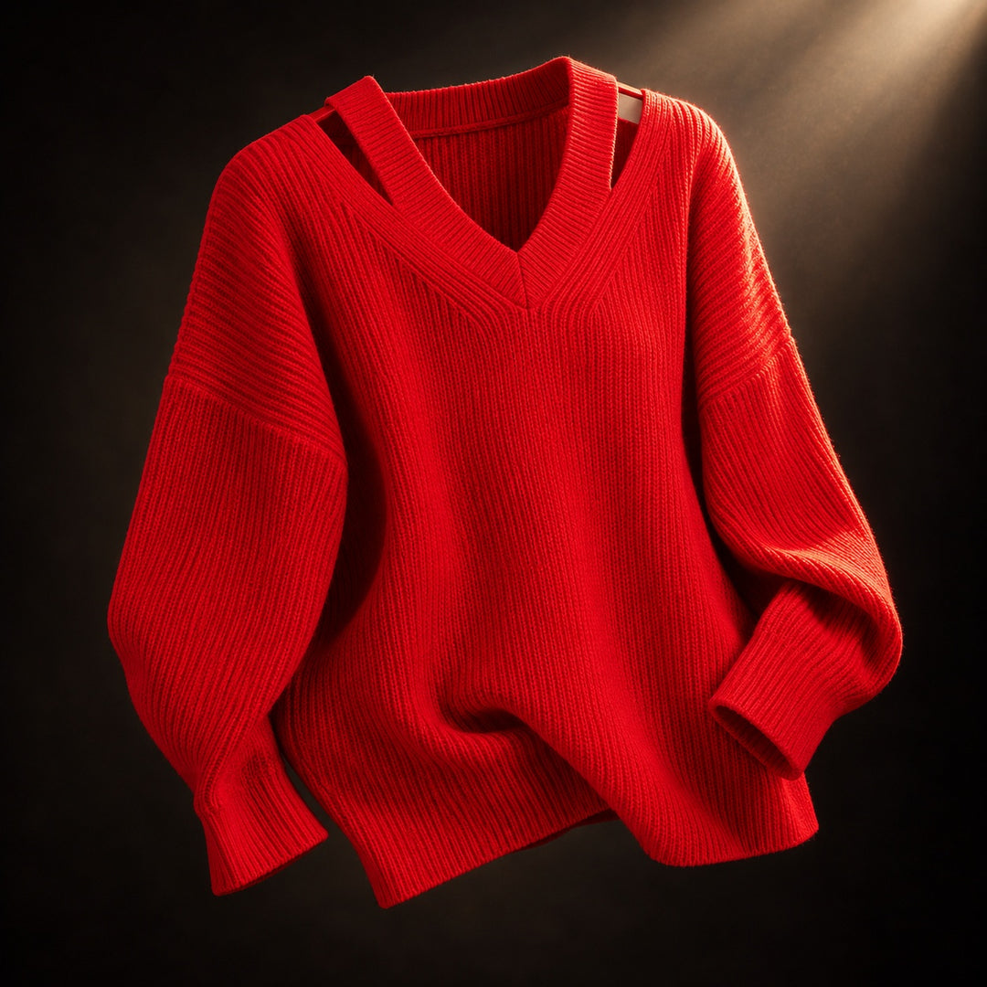 Cutaway Shoulder V-Neck Sweater — ce_soul_s3_01