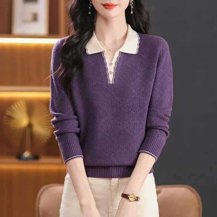 Odette Scallop Polo Sweater