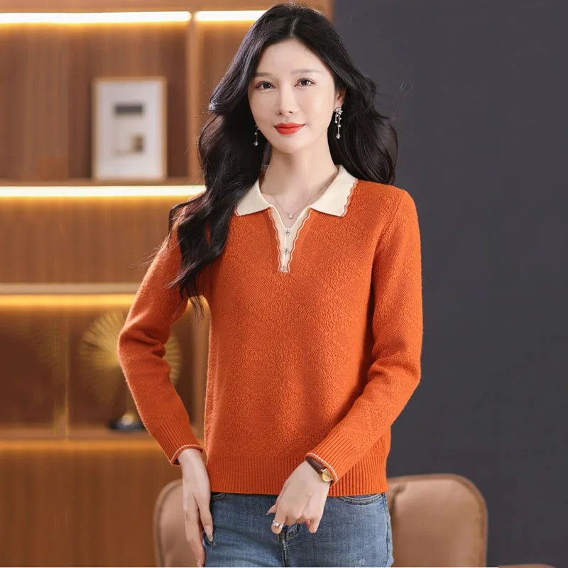 Odette Scallop Polo Sweater