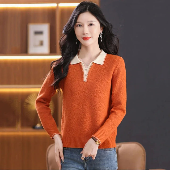 Odette Scallop Polo Sweater
