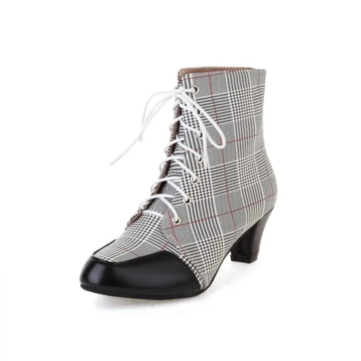Ascot Plaid Lace-Up Booties