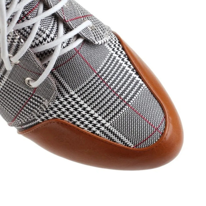 Ascot Plaid Lace-Up Booties