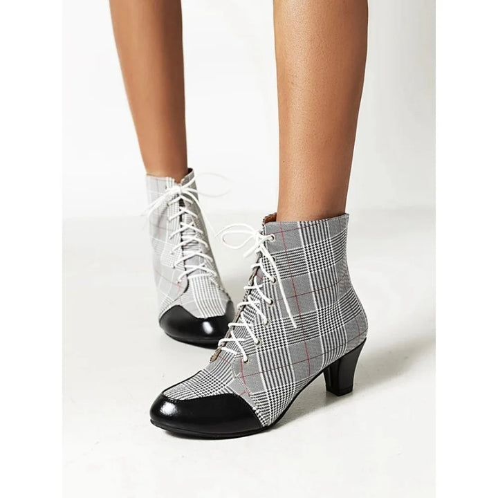 Ascot Plaid Lace-Up Booties