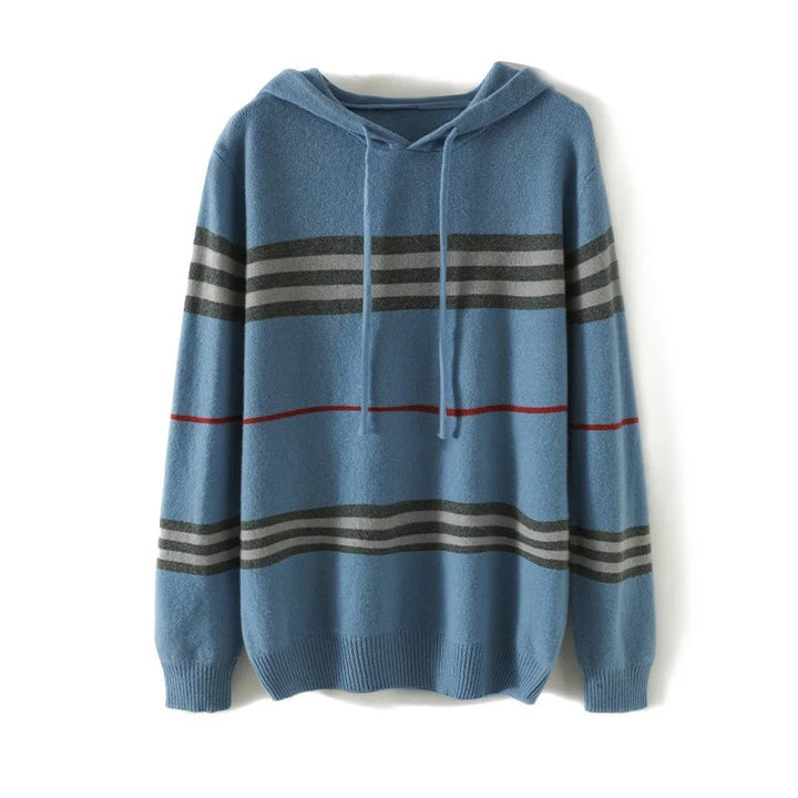 Halston Striped Wool Hoodie
