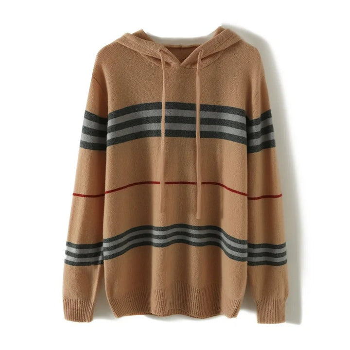 Halston Striped Wool Hoodie