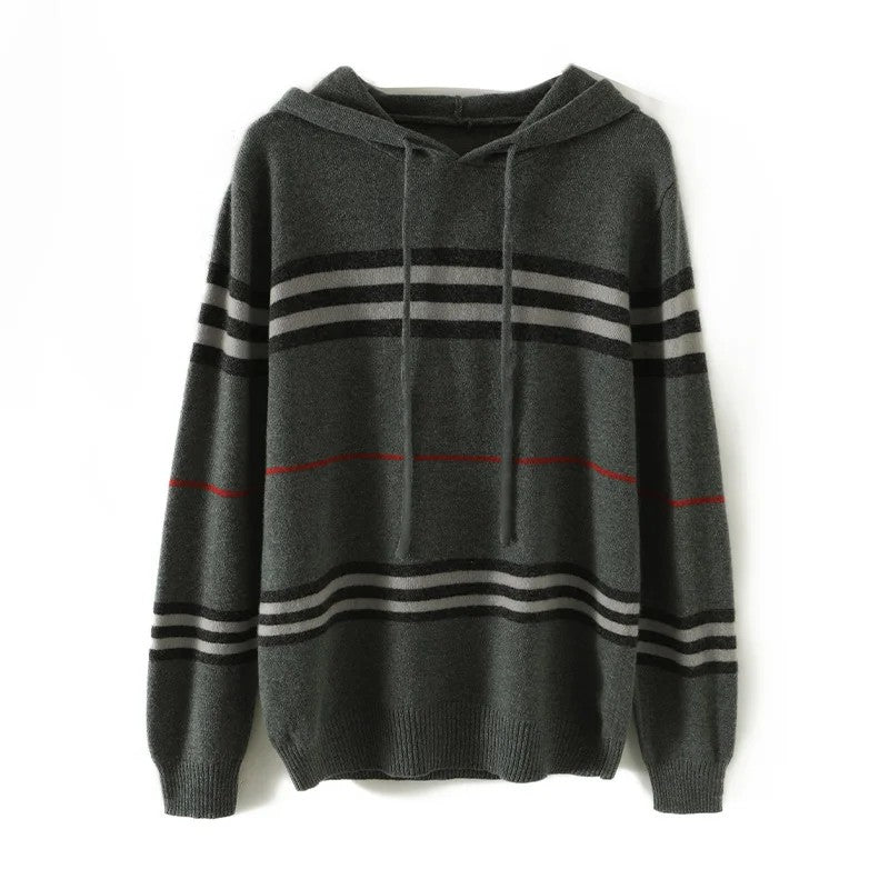 Halston Striped Wool Hoodie