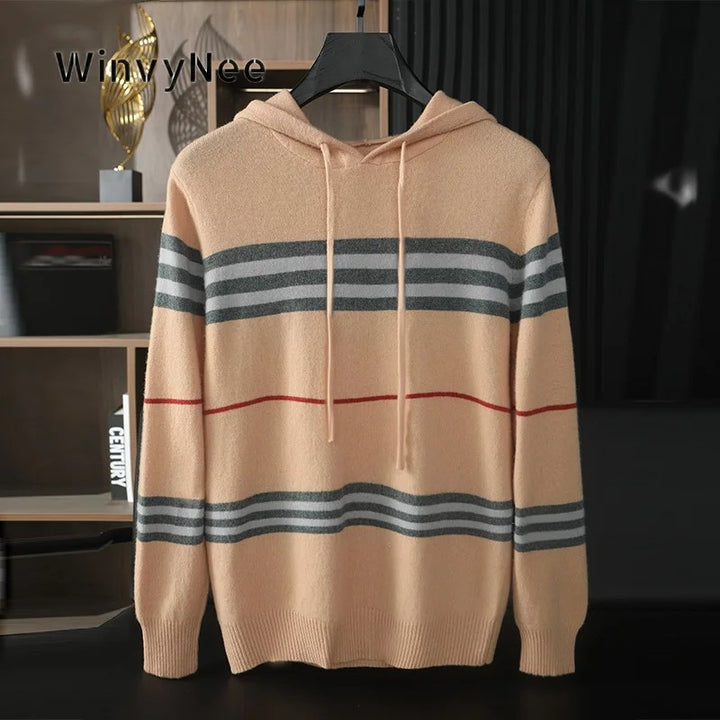 Halston Striped Wool Hoodie