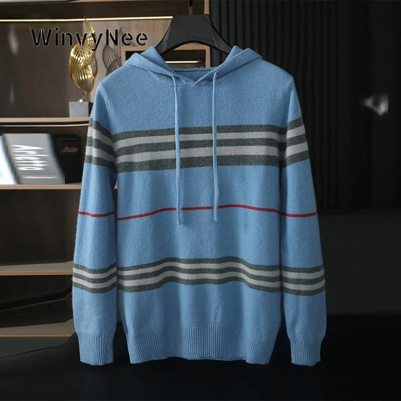 Halston Striped Wool Hoodie