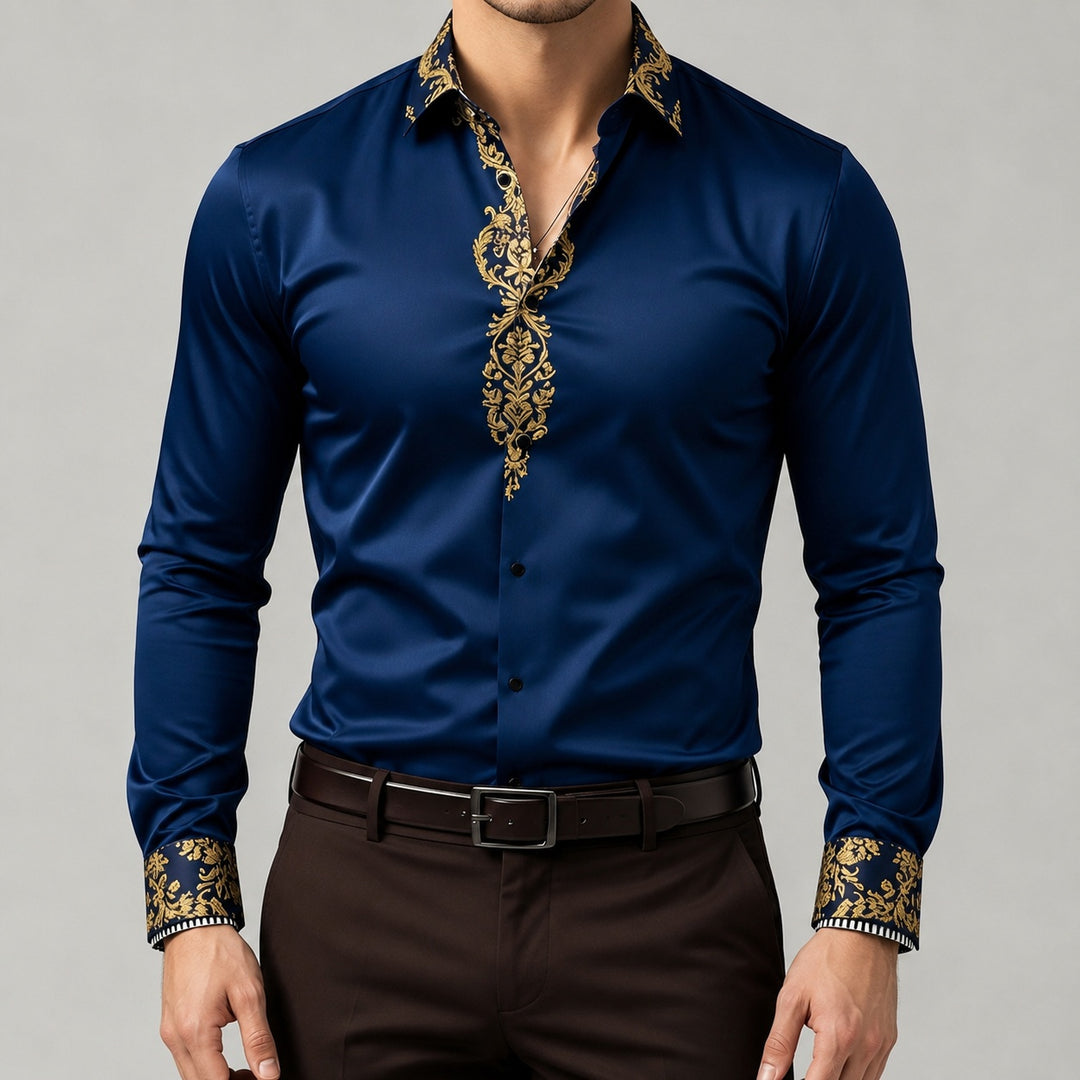 Damasco Baroque-Trim Party Shirt — ce_pivot_front_02