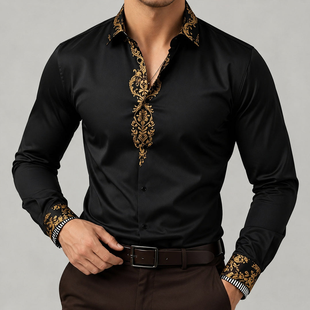 Damasco Baroque-Trim Party Shirt — ce_pivot_front_03
