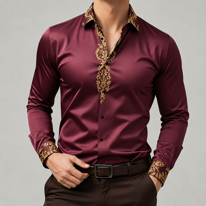 Damasco Baroque-Trim Party Shirt — ce_pivot_front_04