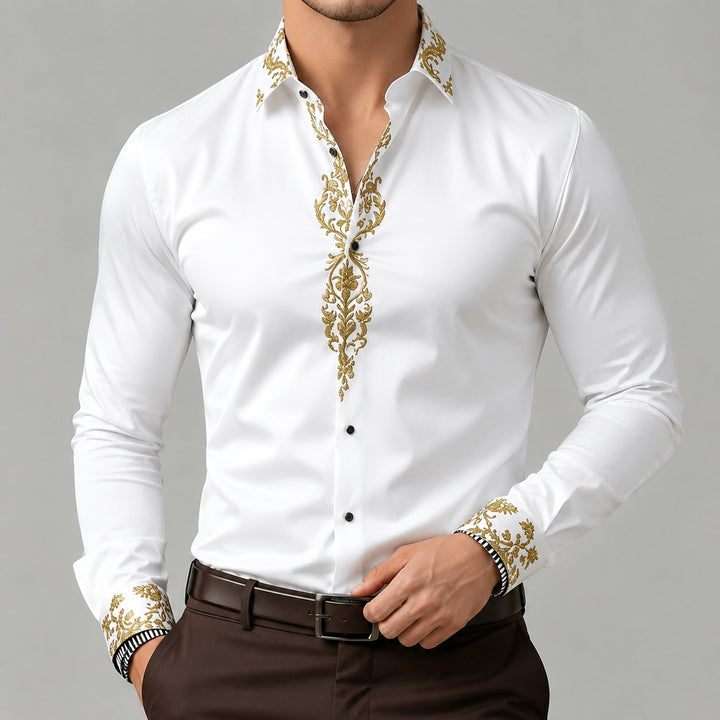 Damasco Baroque-Trim Party Shirt — ce_pivot_front_06