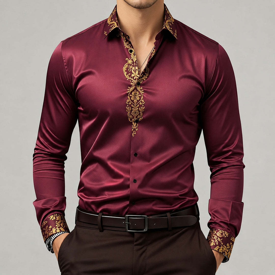 Damasco Baroque-Trim Party Shirt — ce_pivot_front_07