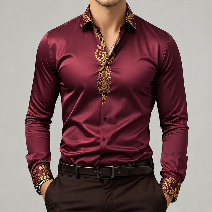 Damasco Baroque-Trim Party Shirt — ce_pivot_front_07