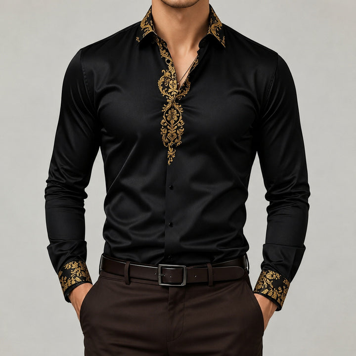 Damasco Baroque-Trim Party Shirt — ce_pivot_front_08